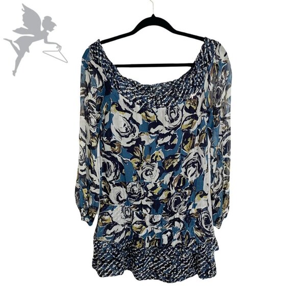 Liu Jo Tops - LIU-JO Dark Floral Off the Shoulder Silk Tunic